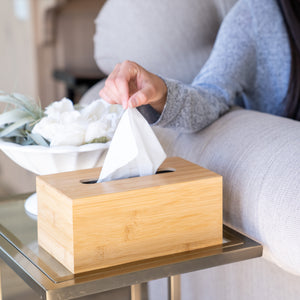 Rectangular-Tall Bamboo Tissue Box Cover