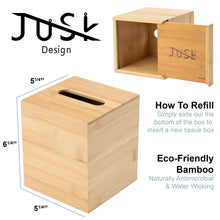 Load image into Gallery viewer, Square Bamboo Tissue Box Cover