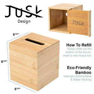 Square Bamboo Tissue Box Cover