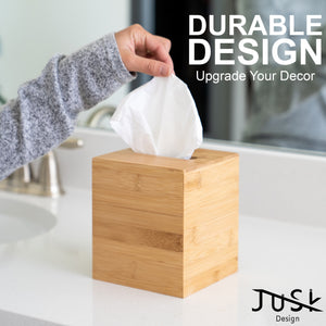 Rectangular-Short Bamboo Tissue Box Cover