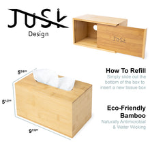 Load image into Gallery viewer, Rectangular-Tall Bamboo Tissue Box Cover