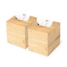 Load image into Gallery viewer, Square - 2 Pack Bamboo Tissue Box Covers